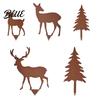 Vintage Style Yard Stakes 5Pcs/Set Forest Deers Garden Stakes Rusty Christmas Tree Elk Family Weather Resistant Ornaments Outdoor Metal Art for Lawn