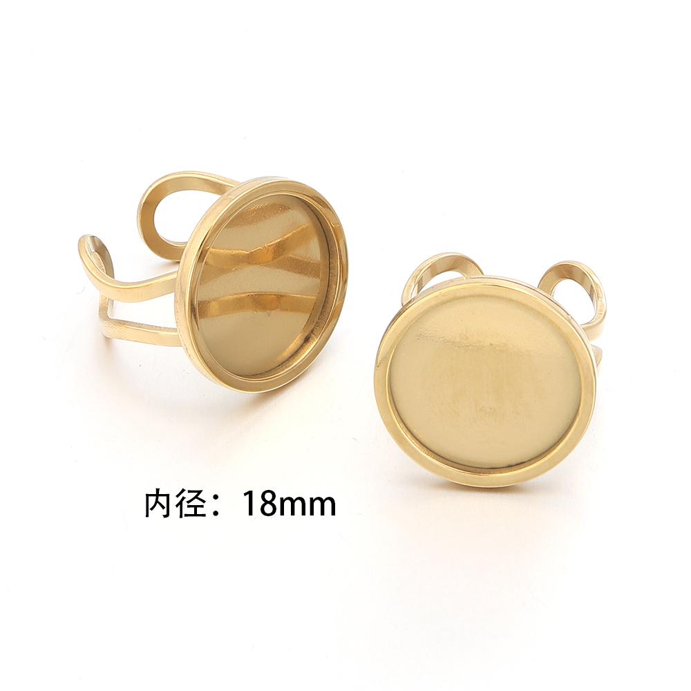 2pcs Thickened Stainless Steel Adjustable Ring Settings Blank Base Fit Round Cabochons Ring Bezels Ring Base For Jewelry Making