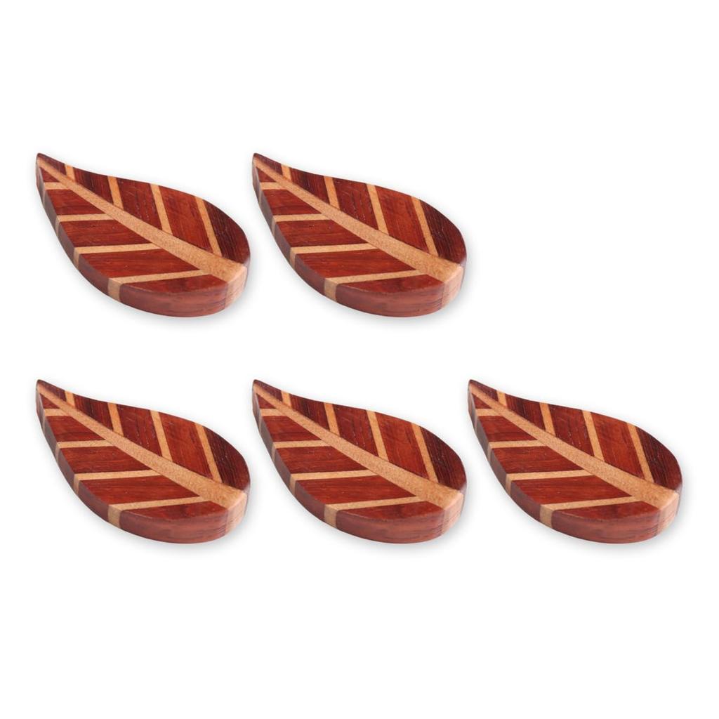 Wooden Chopstick Parquet Leaf Set of Current Model J-kitchens Rests, Pattern, 5, 4.7x2.7cm,