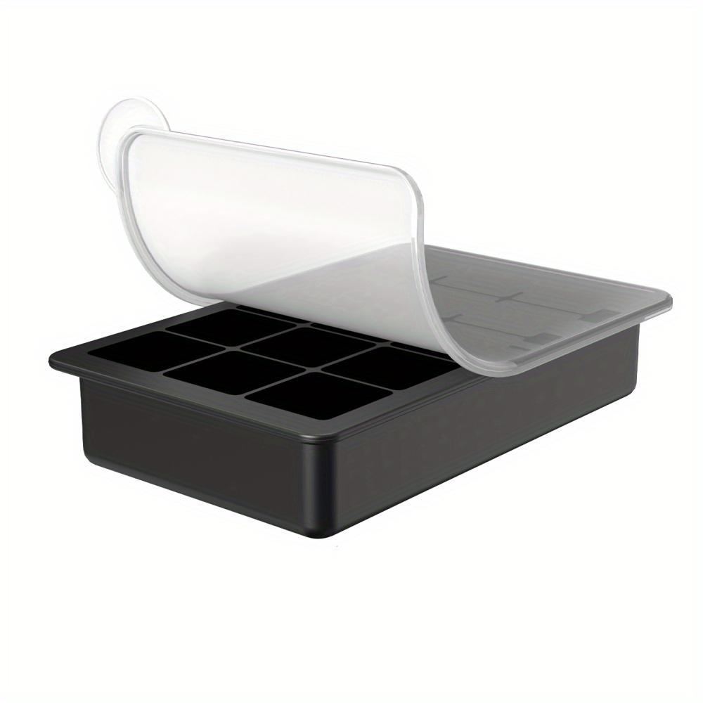 

1-Set of Square Silicone Ice Tray with Lid - Flexible Ice Mold for Freezing, Suitable for Making Whiskey, Cocktails чёрный
