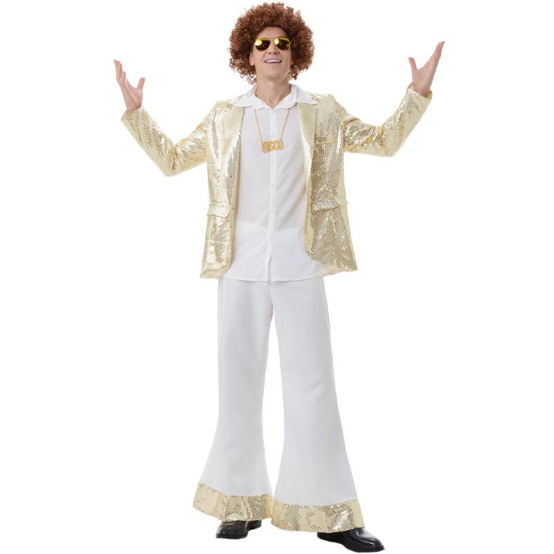 Halloween carnival, retro men's disco stage performance Dico party dance costume