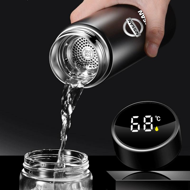500ml Stainless Steel Car Emblem Intelligent Temperature Cup Coffee Cup For Nissan Nismo Qashqai X J10 J11 Trail Tiida Teana Skyline Juke X-trai