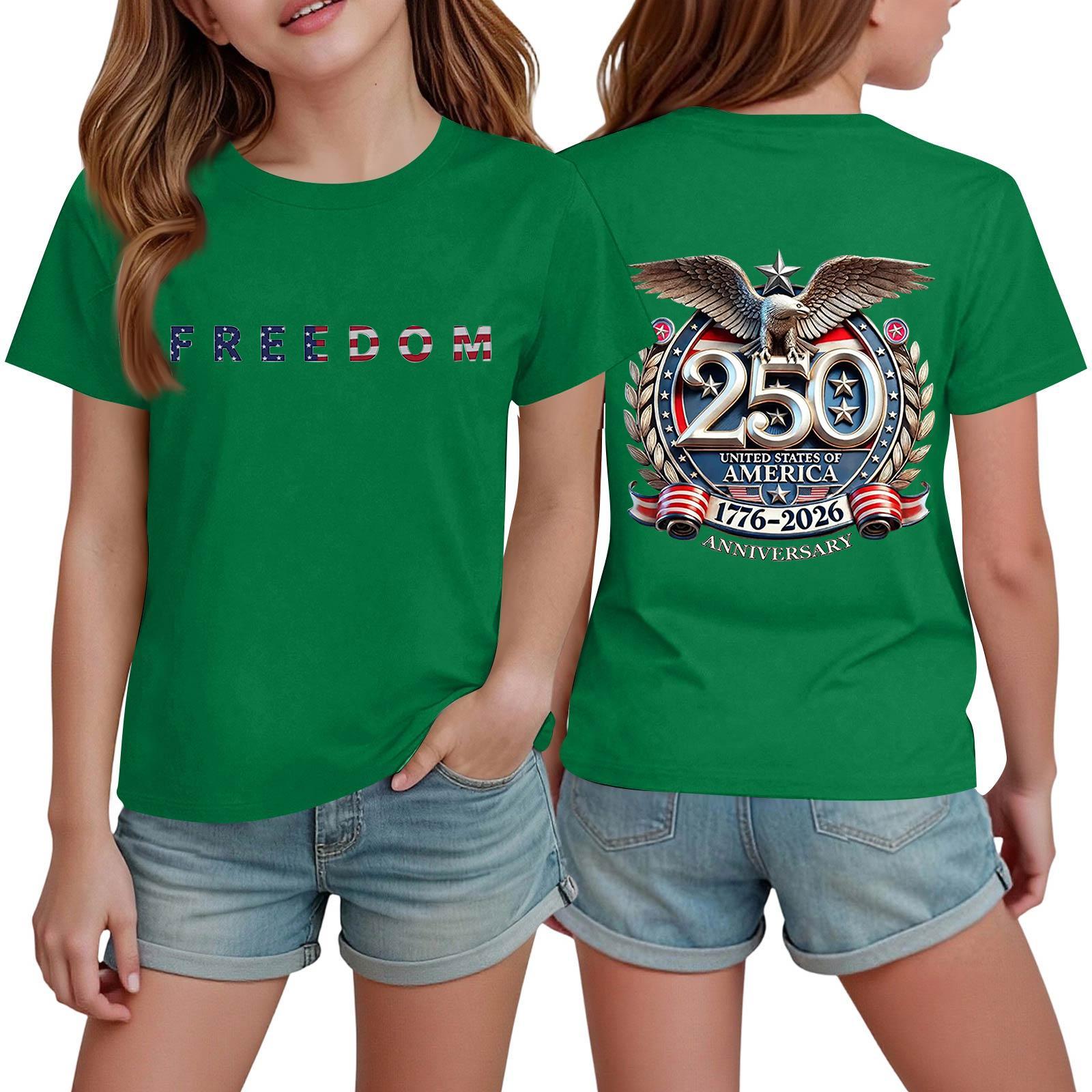 Boys And Girls Printed Fashion Casual Short-Sleeve T-Shirts 130 зелёный