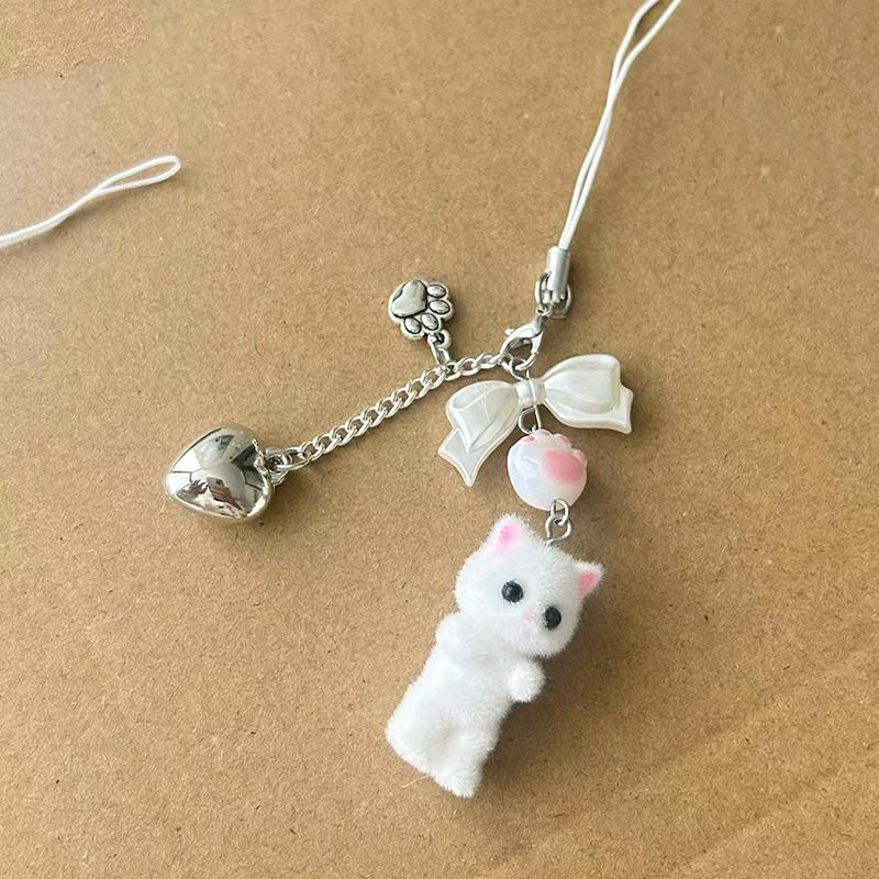

Мультяшный кот, бант, телефонный шнурок, милый брелок, милый котенок, телефонная цепочка, анти-потеряшка, сумка-подвеска, украшения, подарки белый