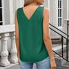 Damskie satynowe topy bez rękawów z dekoltem w serek, swobodne bluzki z krótkim rękawem, letnia podstawowa koszulka bez rękawów