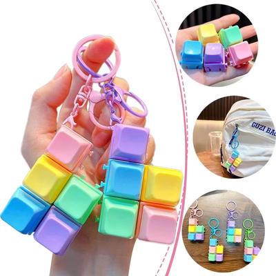 Portachiavi Meccanico Splicabile a Forma di Macaron Fidget Clickable ASMR Giocattolo Antistress per Portachiavi Borsa Gadget per Feste