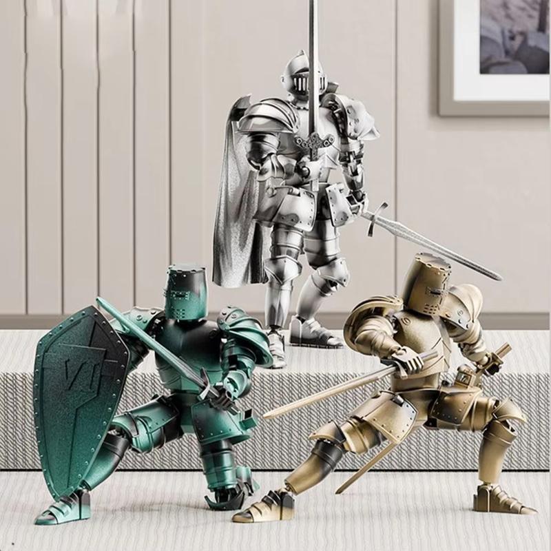 Medieval Knight Action Figure 3D Printed Knight Collection Exquisite Medieval Statue Desk Decoration for Families, Lovers Gifts