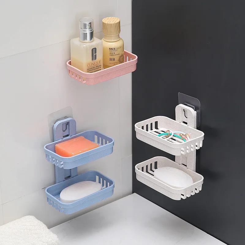 Creative Drain Rack Wall Hanging Multifunctional Soap Box High Quality PP Soap Rack Soap Container Punch-free Athroom Rack