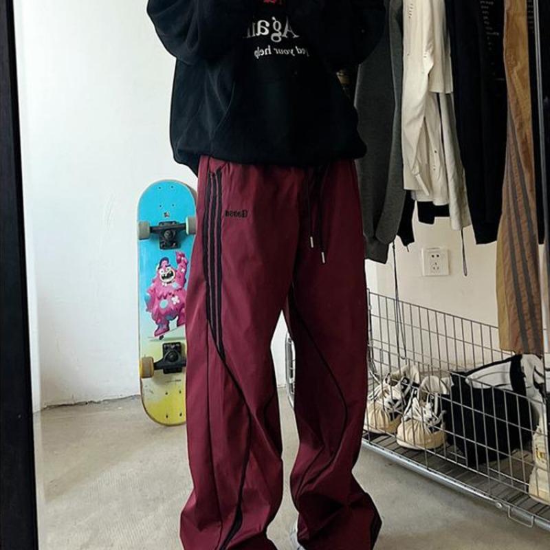 

Three-bar pants men s new tooling paratrooper pants ruffian handsome loose trendy casual pants M красный