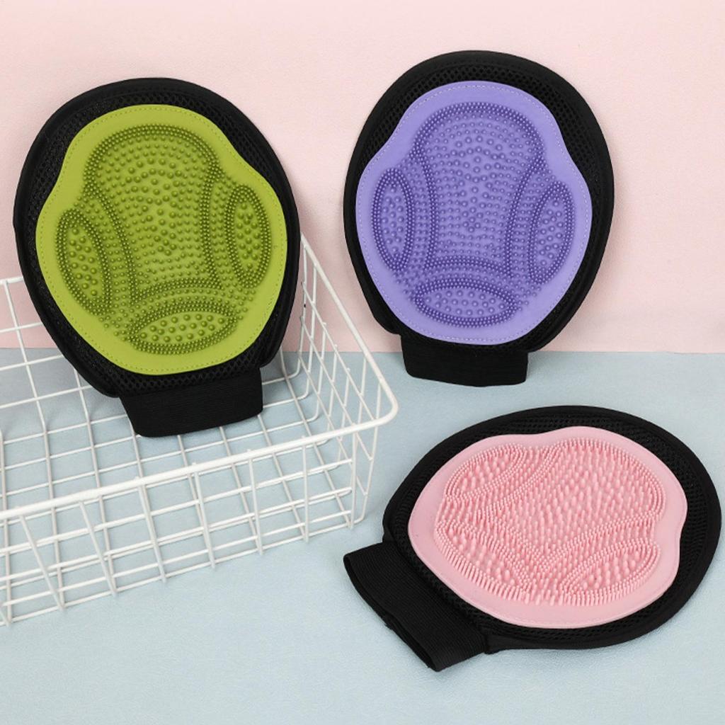 Pet Bath Brush Dog Shower Brush Grooming Glove Pet Scrubber for Cleaning Long-Haired Short-Haired Daily Bathroom Home Apartment
