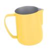 Coffee Latte Art Pitchers Bevel Design 450ml Stainless Steel Milk Frothing Pitcher for Coffee Milk Pale Yellow