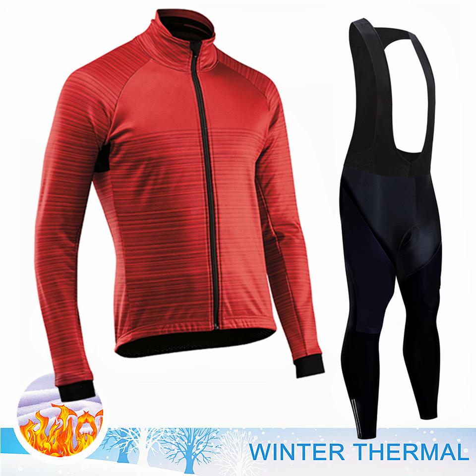 2025 Pro Team Winter Thermal Fleece Cycling Jersey Set Long Sleeve Bicycle Clothing Mtb Bike Wear Maillot Ropa Ciclismo Cycling