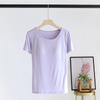 New Summer Ladies Modal Pajamas One Piece Top T-Shirt with Chest Pad Short Sleeve Bottoming Shirt Homewear Sleep Wear Women