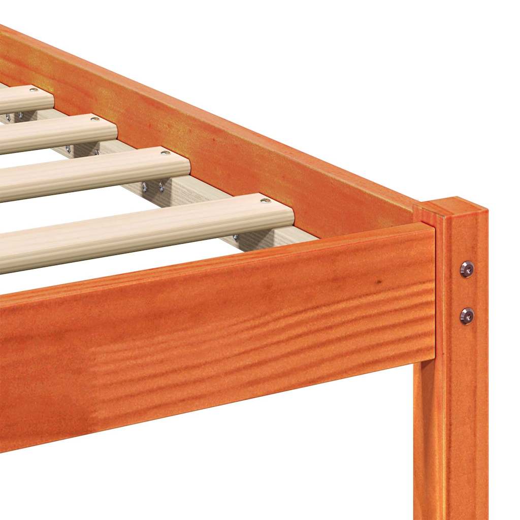 Bed Frame Wax Brown 140 X 190 Cm Solid Pine Wood