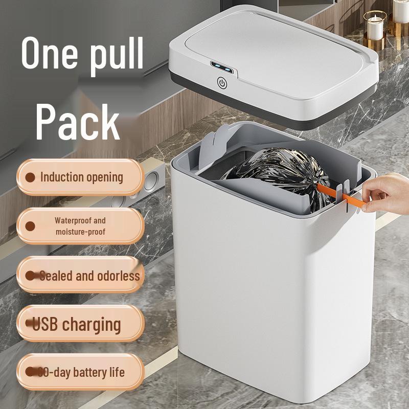 Hands-Free Automatic Trash Can with Smart Lid for Bathroom Use