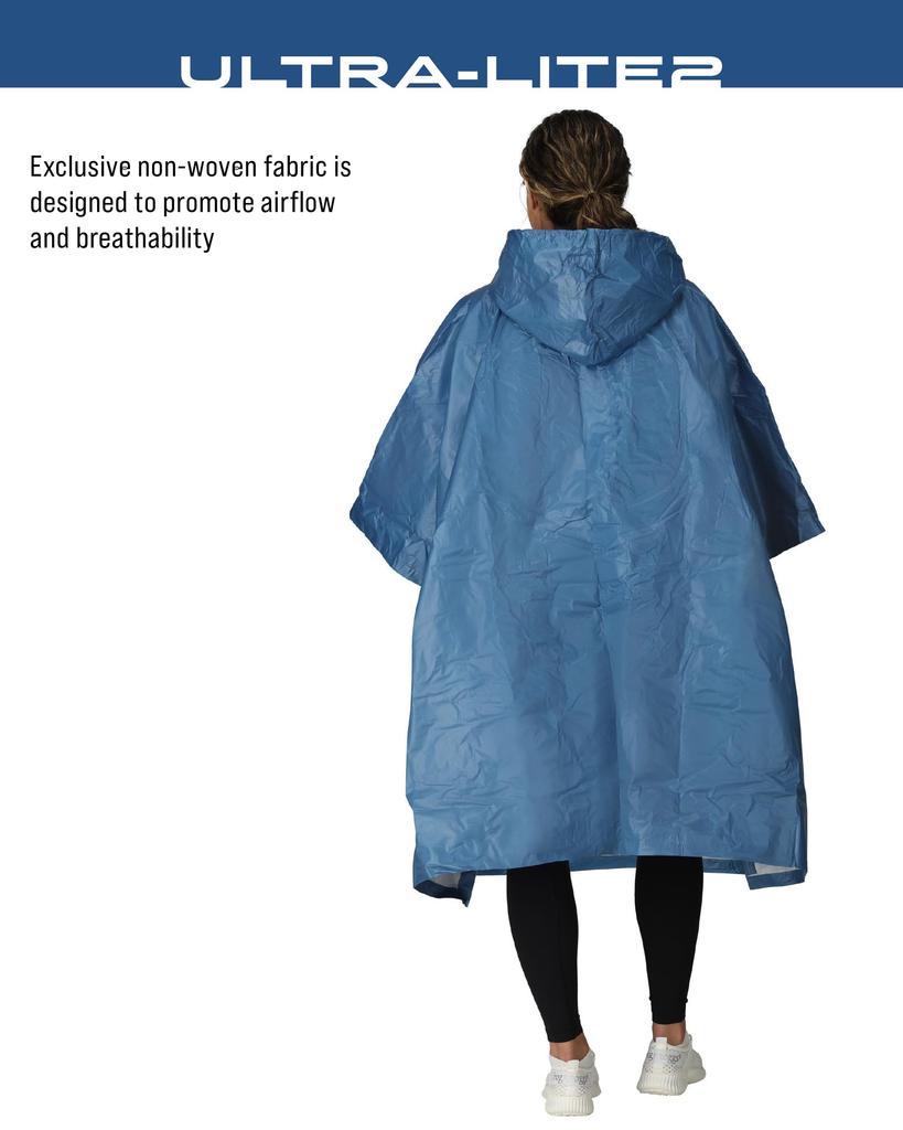 FROGG TOGGS Waterproof and Breathable Rain Adult and Youth One Size Ultra-lite2 Poncho, Sizes, Blue,