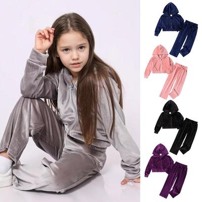 Completo con Felpa in Velluto e Pantaloni Casual da Ragazza per Autunno e Inverno - Tuta Due Pezzi per l'Uso Quotidiano