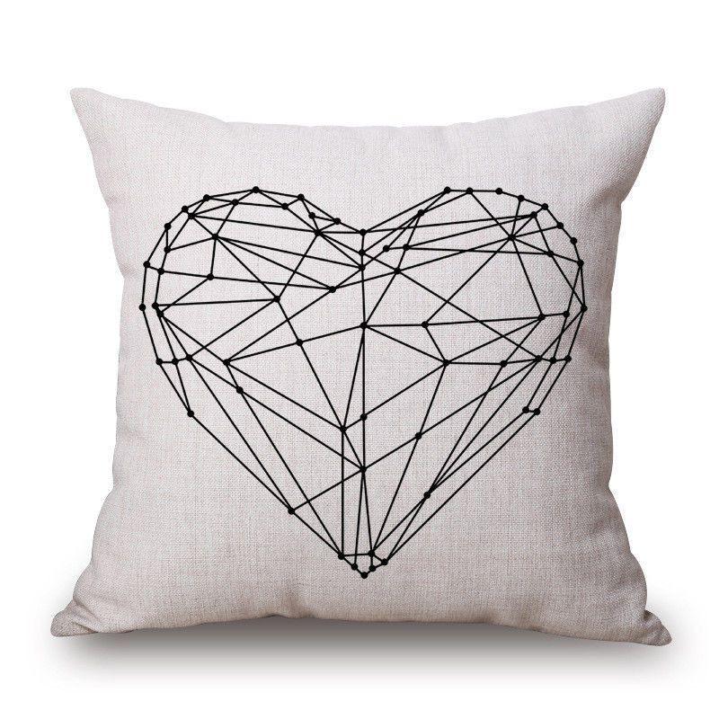 Cover Geometric Cushion Home Sofa Decor Black  White Linen Throw Pillow Case
