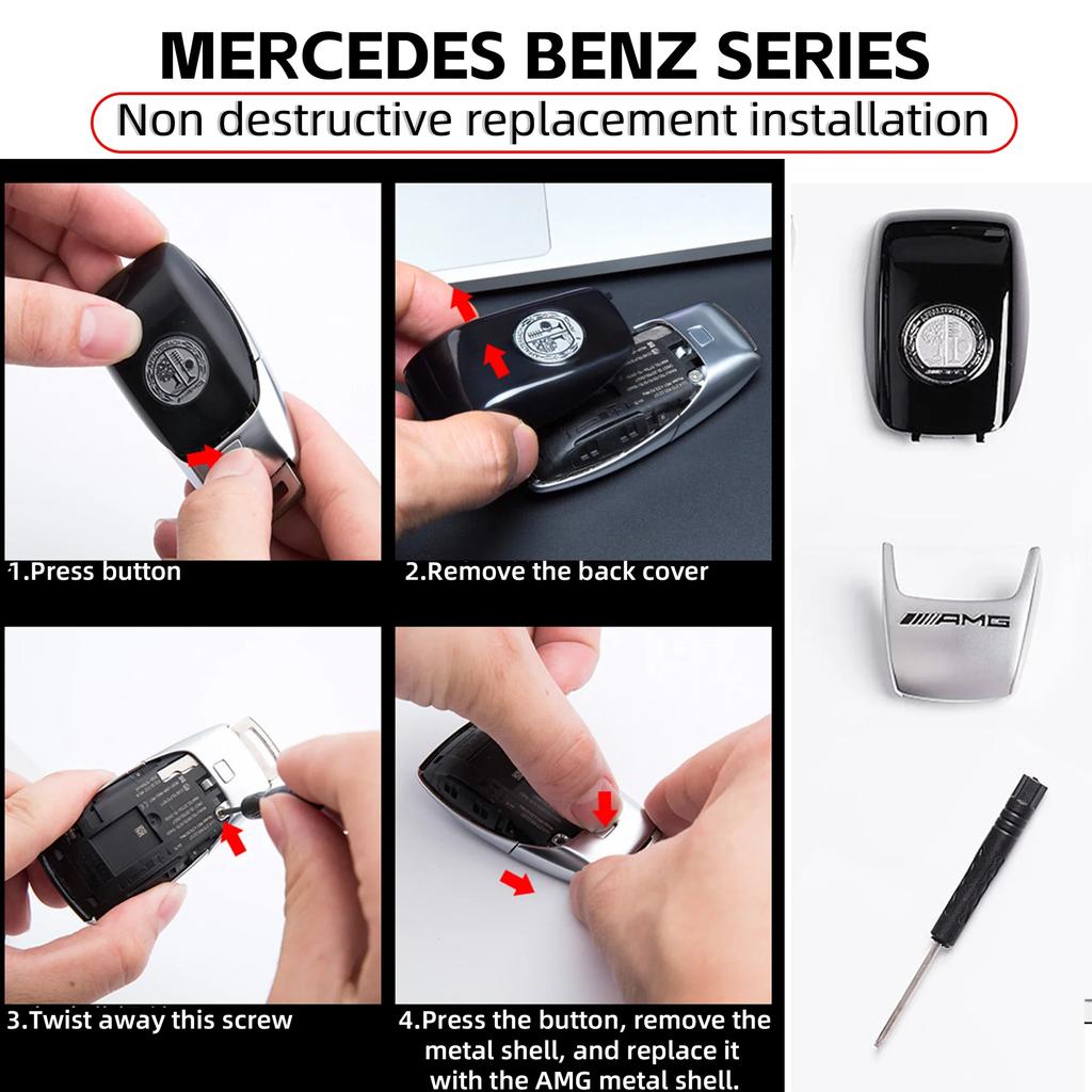 Autoaufkleber für Mercedes-Benz AMG W210 W212 W202 W205 W207 E63 AMG GT GLS G63 Apfelbaum Schlüsselhülle Abdeckung A-Klasse C-Klasse E-Klasse