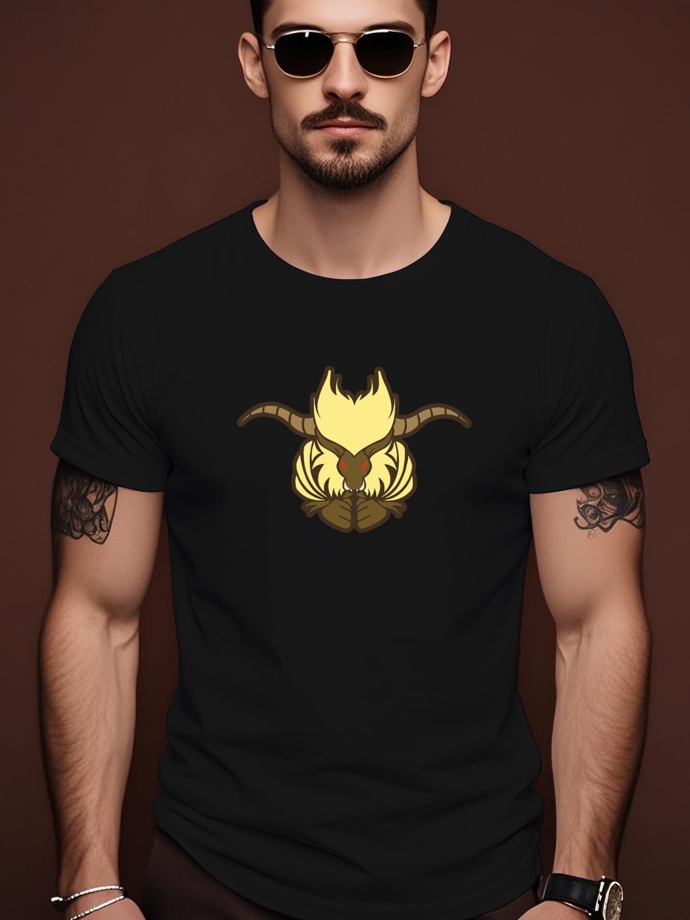 Summer Graphic Tshirt with Bold Bull Head Print - Lightwe... XL