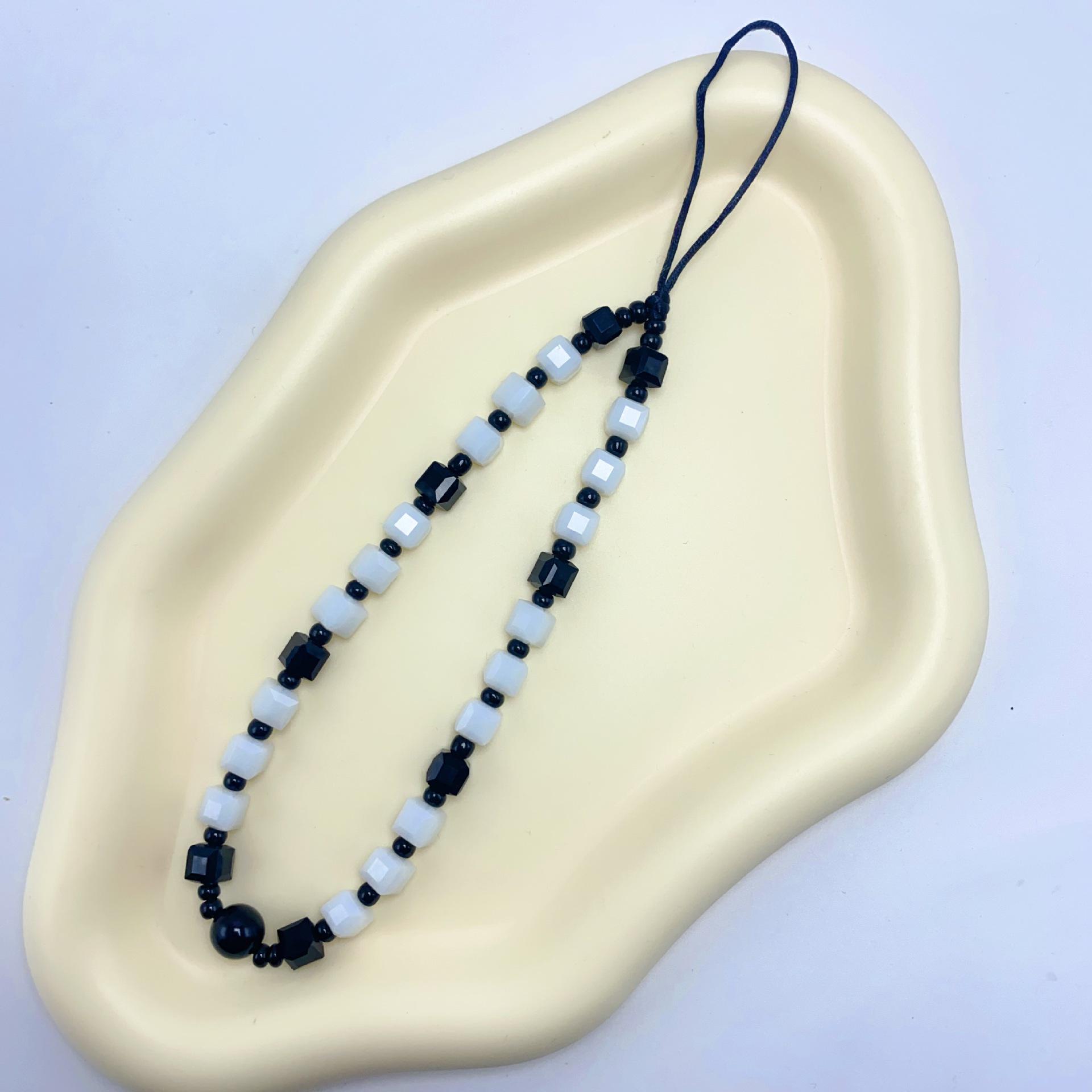 

Cross Sugar Cube Crystal Beaded Phone Lanyard: Anti-lost Wrist Keychain & Short Handheld Pendant