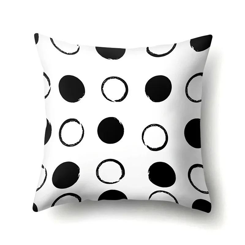 Black And White Geometric Cushion Cover Sofa Living Room Home Decor Wavy Line Pillowcase