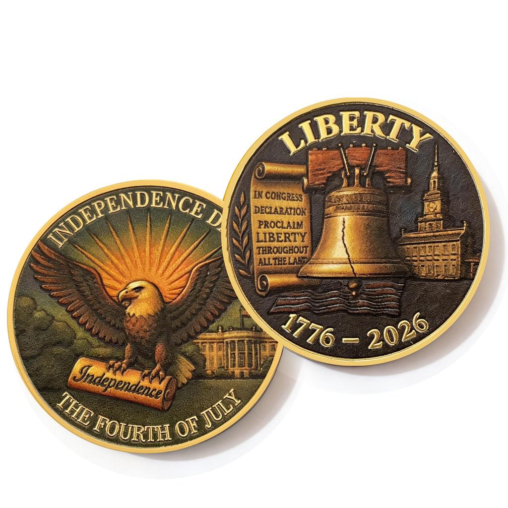 250th Anniversary Commemorative Coin Independence Day Founding Medal Challenge Coin Embossed Metal Coin Color Printed Badge
