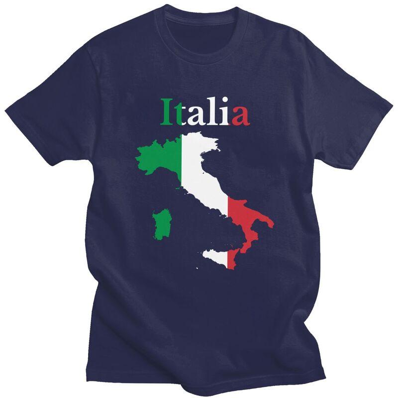 Custom Classic Italy Map Flag T Shirts Men Italian Patriotic Tshirt Streetwear Tee Tops Oversized Tshirt Merch