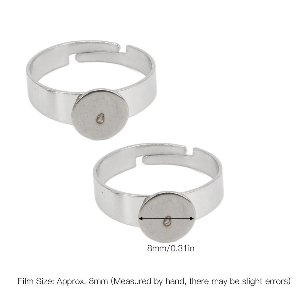 20pcs Adjustable Design Blank Ring Flat Base Stainless Steel Ring Flat Ring Base Creative Projects