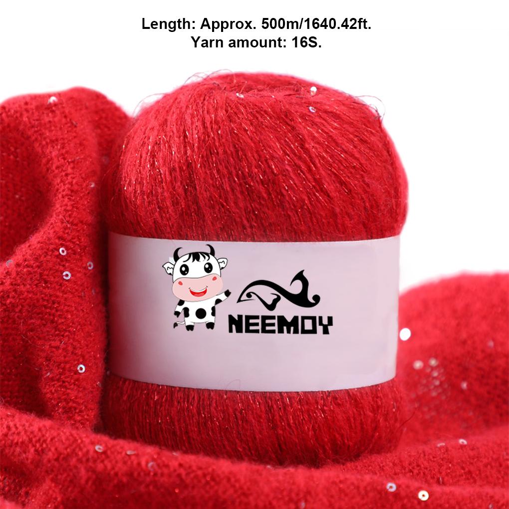 50g Beaded mohair Summer Ice Silk Mercerized Yarn Special Sequin Yarn DIY Hand Woven Rag Doll Knitting Wool Blanket 23 Colour