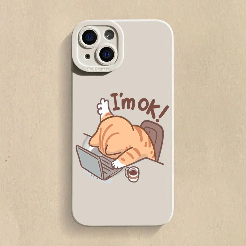 

Милый кошачий узор Ударопрочный чехол для телефона для серий iPhone 17 16 15 14 13 12 11 Pro Max Plus Двухслойная защита iphone 13 ProMax