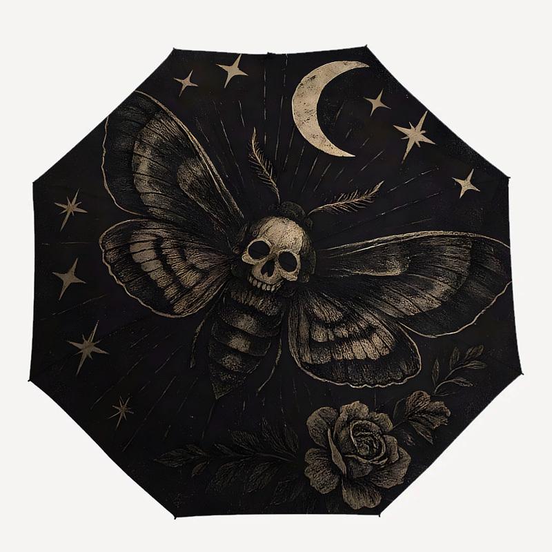 1pc "Mystical Moth with Skull"Umbrella with Plastic Handle,Suitable for All Seasons Home Travel Outdoor UmbrellaB1583
