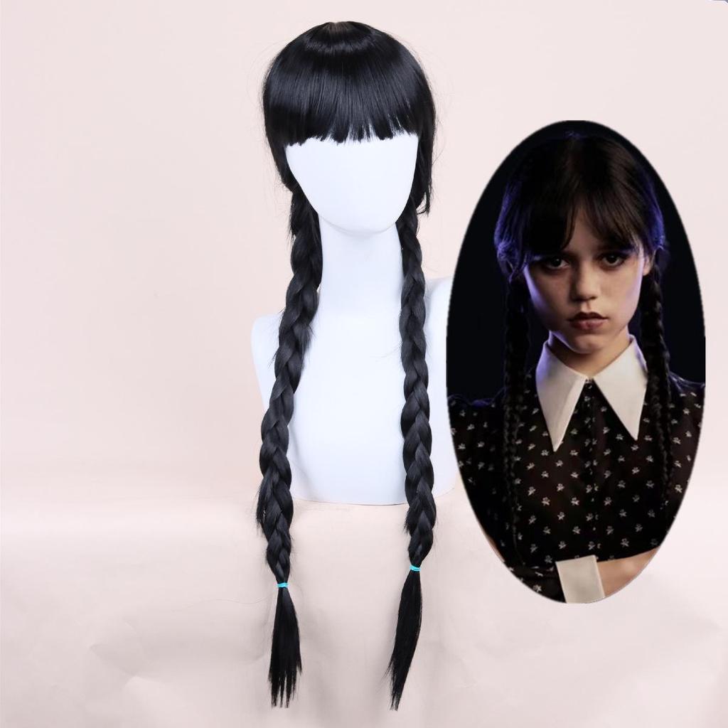 Wednesday Addams Halloween Cosplay Wig - Scary Character Costume from US Drama Movie
