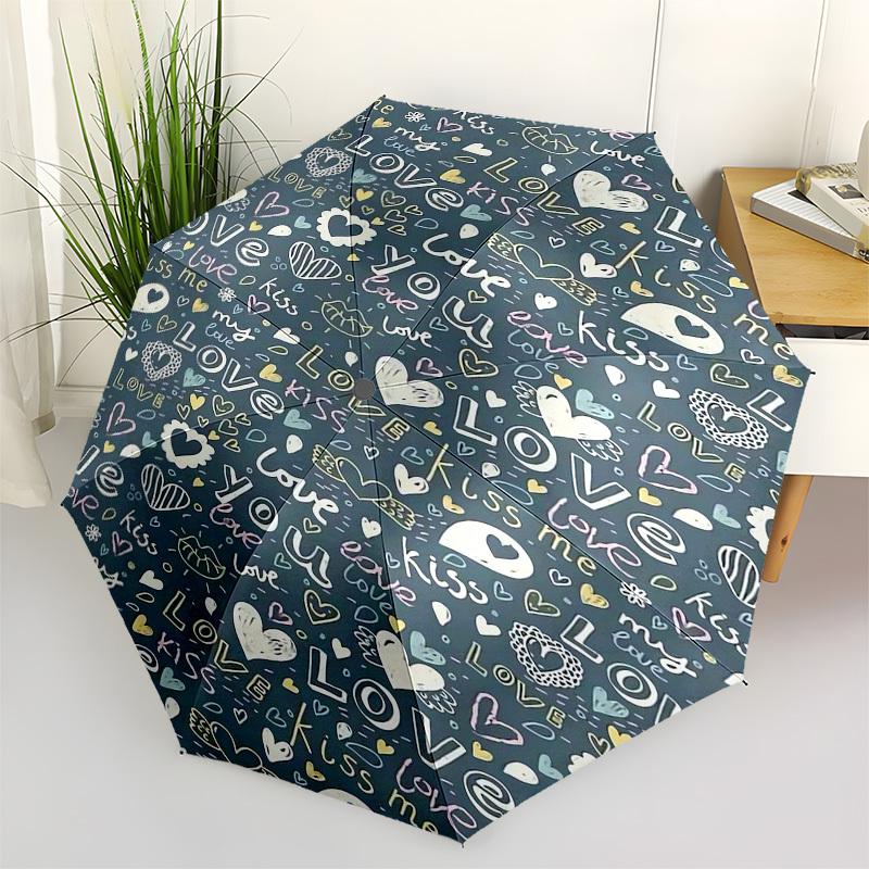 

1pc Love Kiss Heart Pattern Umbrella with Plastic Handle,Vibrant Cartoon Pattern,Multi-functional UmbrellaPT170
