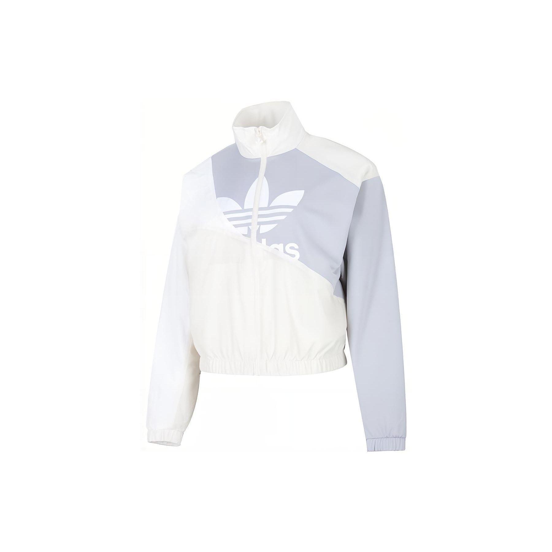 

Adidas Originals SS22 Color Block Large Logo Polo Collar Woven Sports Short Jacket Women Jackets Yellow White HC7054 34