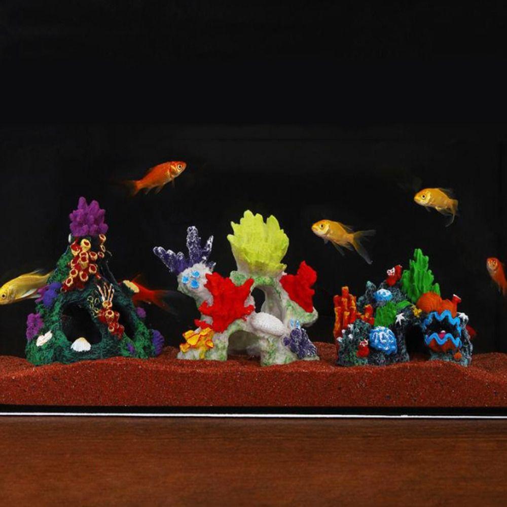 Creative Aquarium Coral Reef Ornaments Colorful Simulated Resin Rockery Aquatic Habitat
