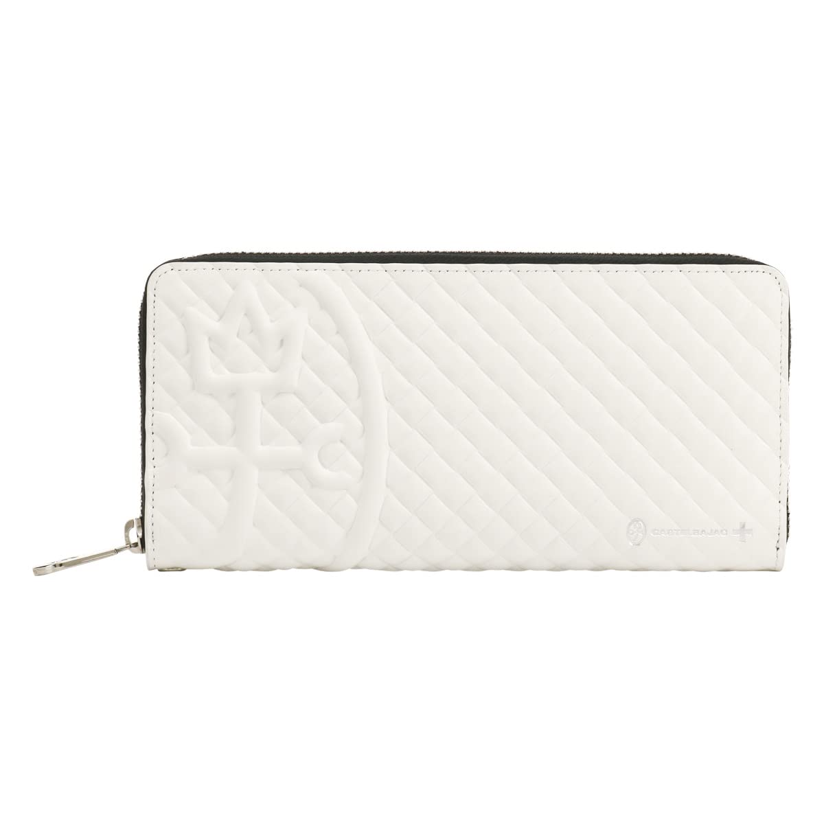 

Long Wallet Round Zipper Card Storage Genuine Leather 047626 Garbo Large Capacity Full Open Leather Cowhide White [Castelbajac] Men s [31]