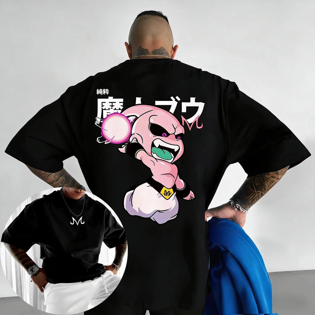 2026 New Dragon Ball Anime Cotton T-shirt Summer New Majin Buu Printed Men's and Women's Street Hip Y2k Short Sleeves Classic