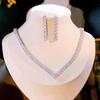 Elegant Zircon Necklace & Earrings Set - Perfect for Weddings & Special Occasions