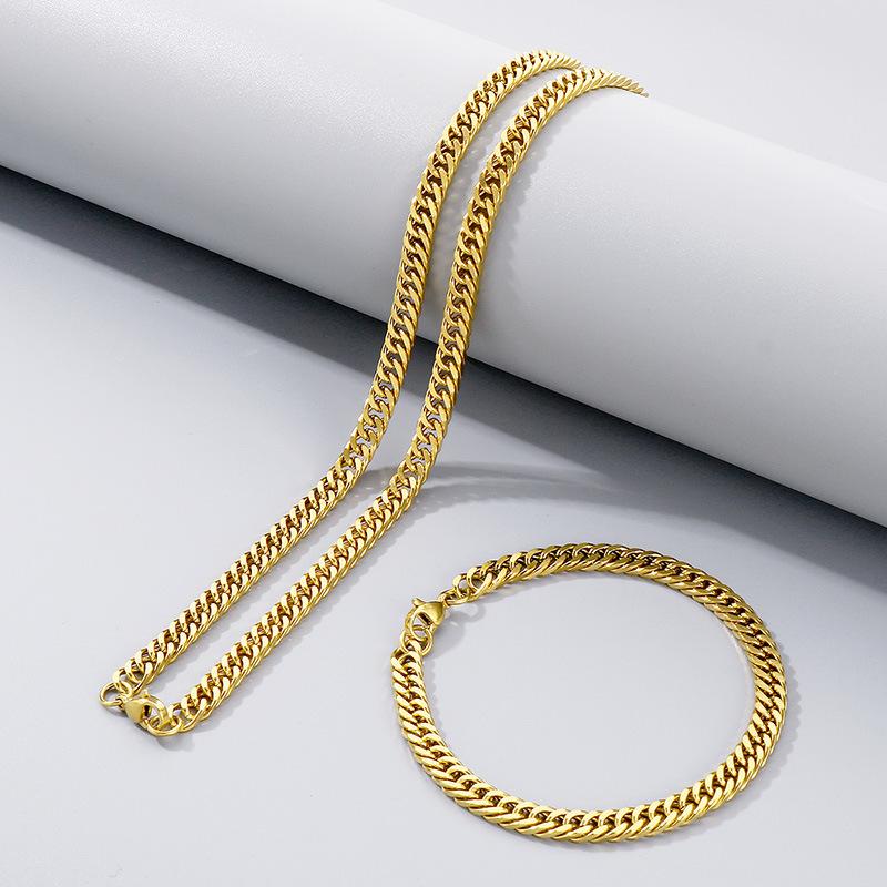 Jednoduchý hladký řetízek Dvojitě pletený Čtyřstranně broušený Náramek Hip-Hop Osobnost Více velikostí Bičíkový řetízek Titanová ocel Pánský náhrdelník