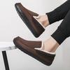 Men'S Thickened Indoor Slippers, Vintage Casual Fashion, Soft Sole, Round Toe, EVA Sole, Fabric Upper and Inner, for Winter Daily Casual Wear