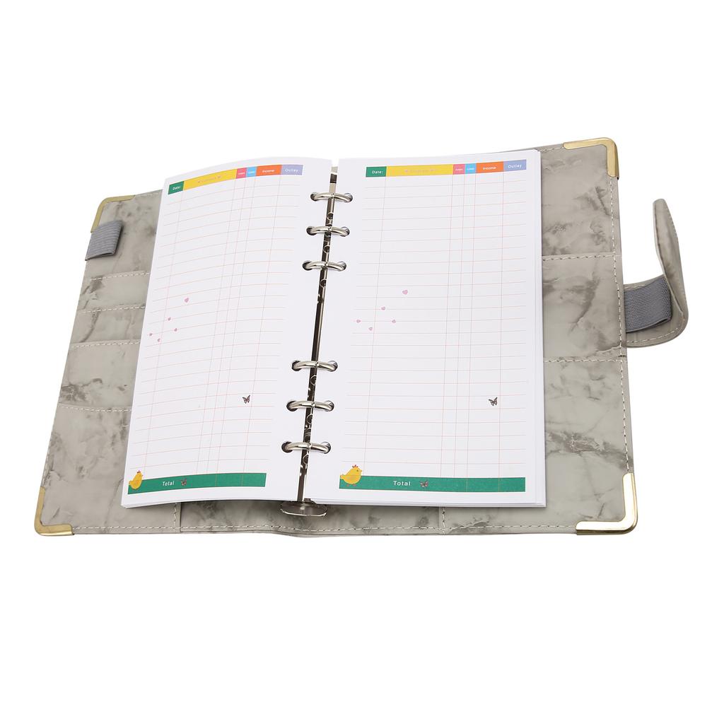 Budget  with Cash Envelopes PU Leather Marbling A6 Money Saving  for Cards Bills Gray