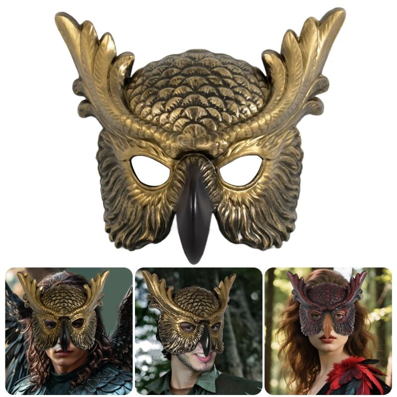 Masquerade Mask Owl Mask Bird Mask Beak Feather Half Face Mask Halloween Cosplay Costume Costume Mask for Mardi Gras