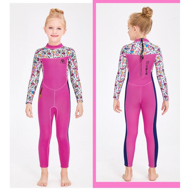 2.5MM Children's Diving Suit One-piece Long-sleeved Warm Girls 'Sunscreen Snorkeling Surfing Swimsuit