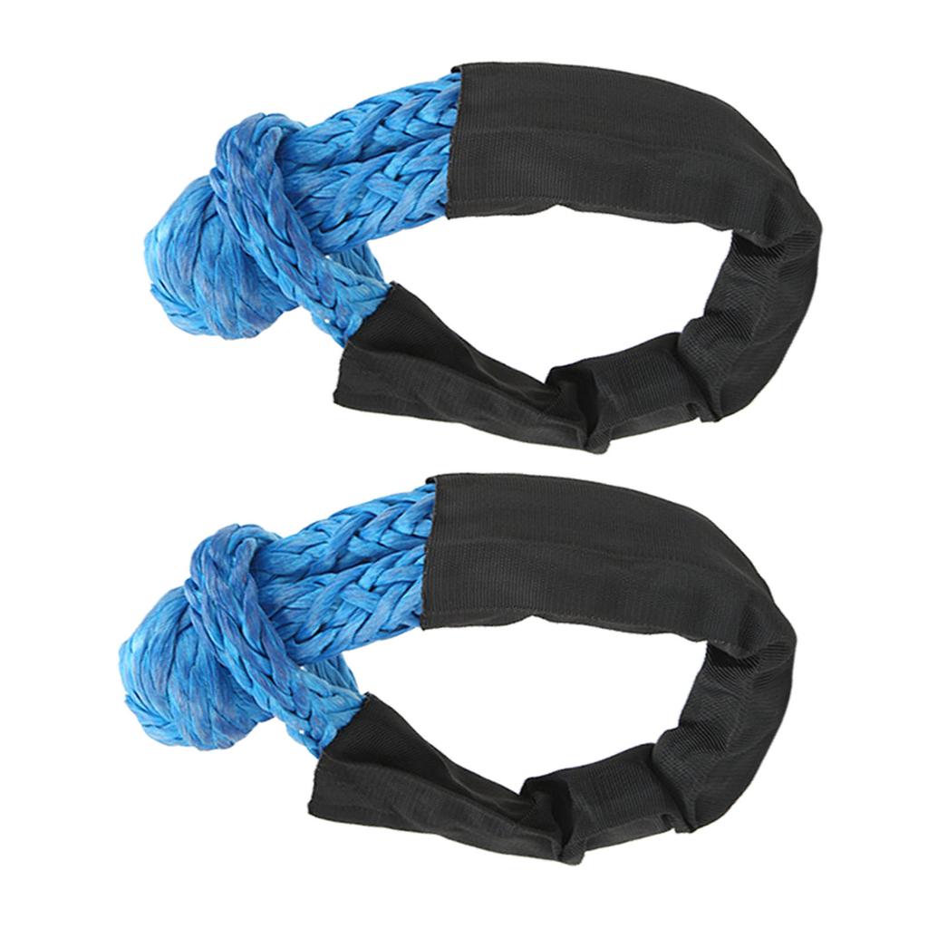 2 Pcs 13mm Soft Shackle 44092 Lbs Breaking Force High Tear Resistance Portable Soft Recovery Tow Strap for Truck SUVs Offroad Vehicels