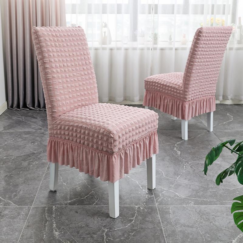 "Elastic Seersucker Skirt Dining Chair Cover - Thickened, Modern, Simple, and Dustproof"
