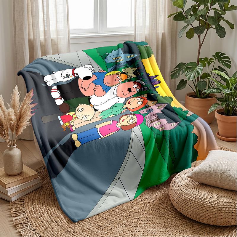 Family Guy Theme Blanket Soft Flannel Blanket Plush Throw Blanket Cozy Sofa Bed Blanket for Home Decor