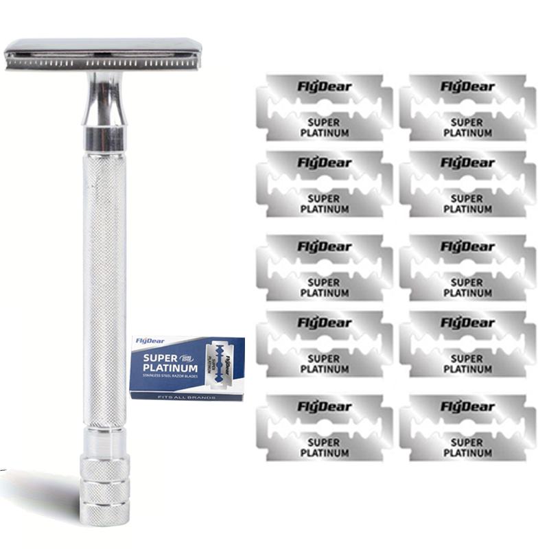 Double Edge Safety Razor for Men, with 10 Safety Razor Blades, Single Blade Razor, Reusable Travel Essentials Men Razor