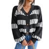 Designer Contrasting Lantern Sleeve Cardigan Sweater Jacket