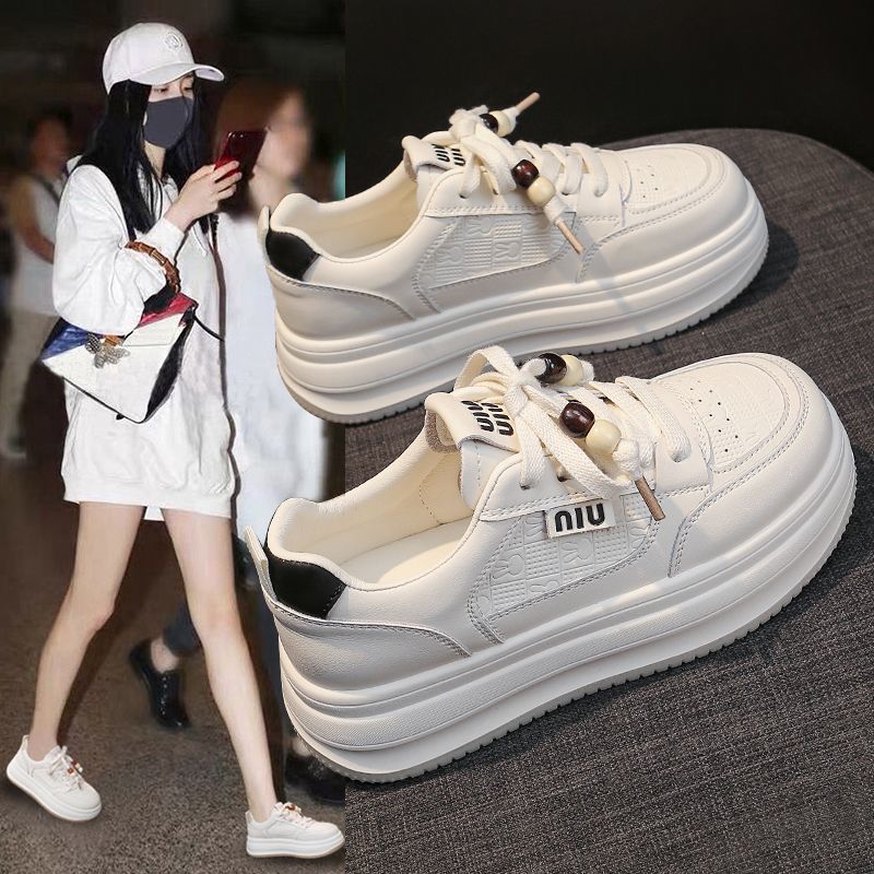 Nouvelles chaussures à plateforme compensées style muffin, semelles épaisses, légères, pour le printemps et l'automne, semelles souples, surface en cuir respirante, pour étudiants